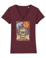 Eat Sleep Surf Repeat Tricou mânecă scurtă guler V Damă Evoker