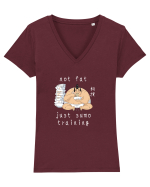 Not Fat Just Sumo Training (alb) Tricou mânecă scurtă guler V Damă Evoker