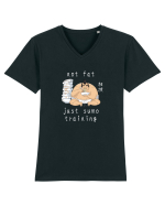 Not Fat Just Sumo Training (alb) Tricou mânecă scurtă guler V Bărbat Presenter