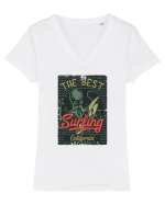 The Best Surfing Octopus Tricou mânecă scurtă guler V Damă Evoker