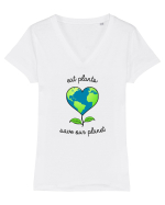 Eat plants Tricou mânecă scurtă guler V Damă Evoker