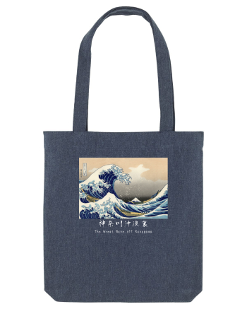 The Great Wave off Kanagawa (text alb) Midnight Blue
