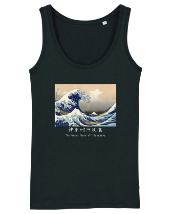 The Great Wave off Kanagawa (text alb) Black