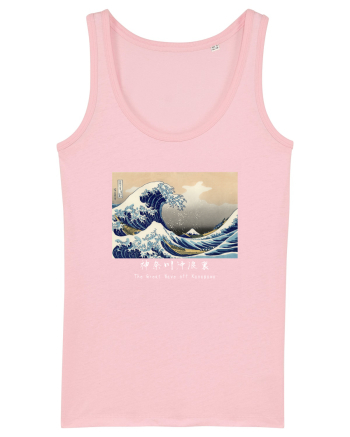 The Great Wave off Kanagawa (text alb) Cotton Pink