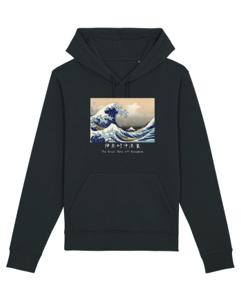 The Great Wave off Kanagawa (text alb) Black