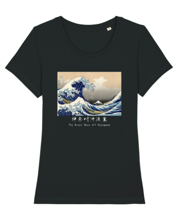 The Great Wave off Kanagawa (text alb) Black