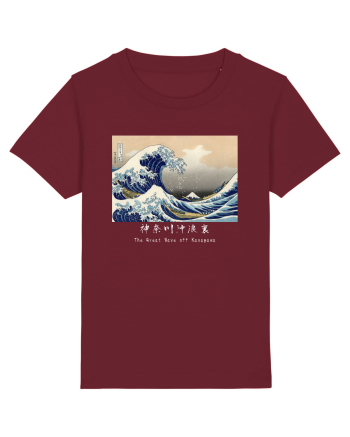 The Great Wave off Kanagawa (text alb) Burgundy