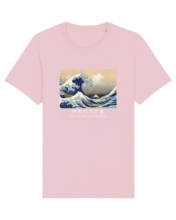 The Great Wave off Kanagawa (text alb) Cotton Pink