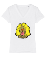 Funny Golden Retriever Tricou mânecă scurtă guler V Damă Evoker