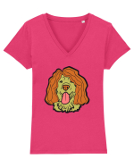 Funny Golden Retriever Tricou mânecă scurtă guler V Damă Evoker