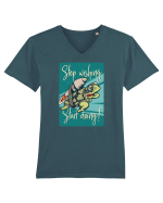 Stop wishing Start doing! Tricou mânecă scurtă guler V Bărbat Presenter