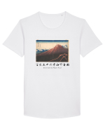 Storm below Mount Fuji (text negru) Tricou mânecă scurtă guler larg Bărbat Skater