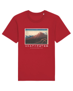 Storm below Mount Fuji (text alb) Tricou mânecă scurtă Unisex Rocker