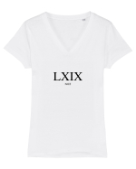 Cifre Romane (LXIX) Nice (negru) Tricou mânecă scurtă guler V Damă Evoker