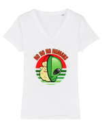 Funny Santa Claus Alien Tricou mânecă scurtă guler V Damă Evoker