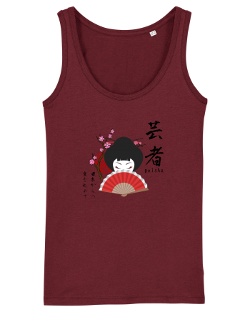 Geisha Kanji și Ilustrație (negru) Burgundy