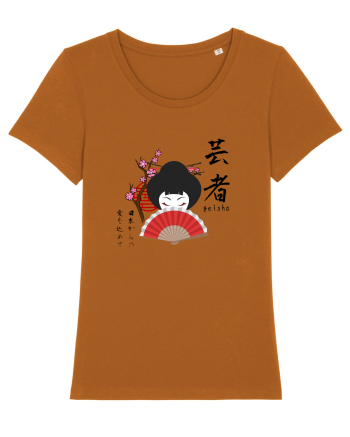 Geisha Kanji și Ilustrație (negru) Roasted Orange
