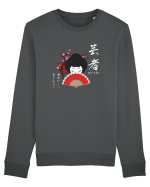 Geisha Kanji și Ilustrație (alb) Bluză mânecă lungă Unisex Rise