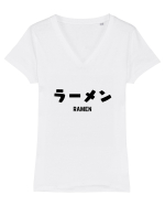 Ramen Katakana (negru) Tricou mânecă scurtă guler V Damă Evoker