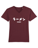 Ramen Katakana (alb) Tricou mânecă scurtă guler V Bărbat Presenter