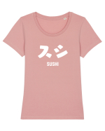 Sushi Katakana (alb) Tricou mânecă scurtă guler larg fitted Damă Expresser