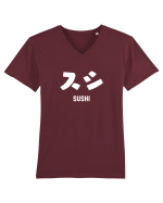 Sushi Katakana (alb) Tricou mânecă scurtă guler V Bărbat Presenter