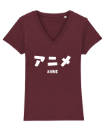 Anime Katakana (alb) Tricou mânecă scurtă guler V Damă Evoker