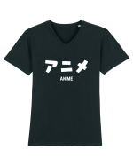 Anime Katakana (alb) Tricou mânecă scurtă guler V Bărbat Presenter