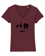 Baka Katakana (negru) Tricou mânecă scurtă guler V Damă Evoker