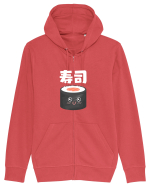 Sushi Kanji (alb) Hanorac cu fermoar Unisex Connector
