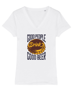 Good People drink Good Beer Tricou mânecă scurtă guler V Damă Evoker