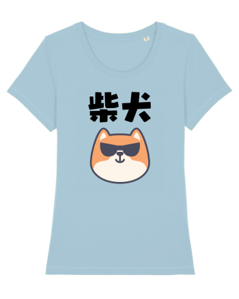 Shiba Inu Kanji (negru) Sky Blue