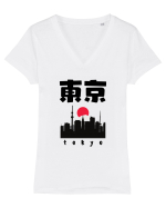 Tokyo Black Silhouette Tricou mânecă scurtă guler V Damă Evoker