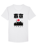 Tokyo Black Silhouette Tricou mânecă scurtă guler larg Bărbat Skater