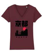 Kyoto Black Silhouette Tricou mânecă scurtă guler V Damă Evoker
