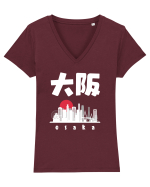 Osaka White Silhouette Tricou mânecă scurtă guler V Damă Evoker