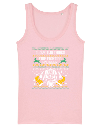 I Love Two Things Fire Fighting And Beer Cotton Pink