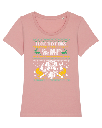 I Love Two Things Fire Fighting And Beer Canyon Pink