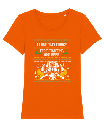 I Love Two Things Fire Fighting And Beer Bright Orange