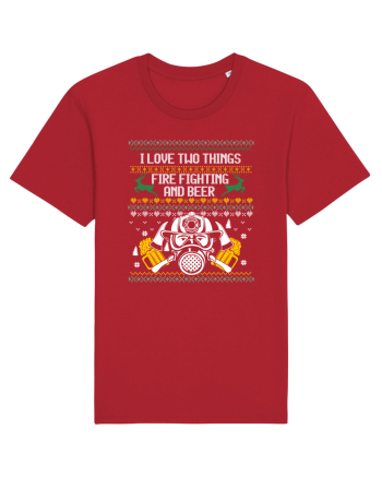 I Love Two Things Fire Fighting And Beer Red