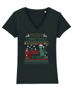 Meowy Christmas Merry Christmas Cat Tricou mânecă scurtă guler V Damă Evoker