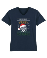 Merry Catmas Mother Of Cat Tricou mânecă scurtă guler V Bărbat Presenter