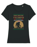 Merry Christmas Bigfoot Distancing Champion Tricou mânecă scurtă guler larg fitted Damă Expresser