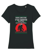 Merry Christmas Bigfoot Distancing Champion Tricou mânecă scurtă guler larg fitted Damă Expresser