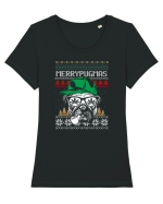 Merry Pugmas Tricou mânecă scurtă guler larg fitted Damă Expresser