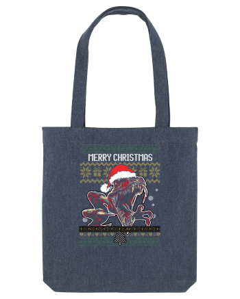 Merry Roar Christmas Angry Dinosaur Midnight Blue