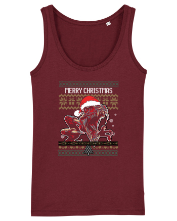 Merry Roar Christmas Angry Dinosaur Burgundy