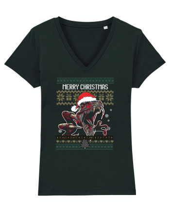 Merry Roar Christmas Angry Dinosaur Black
