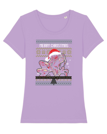 Merry Roar Christmas Angry Dinosaur Lavender Dawn
