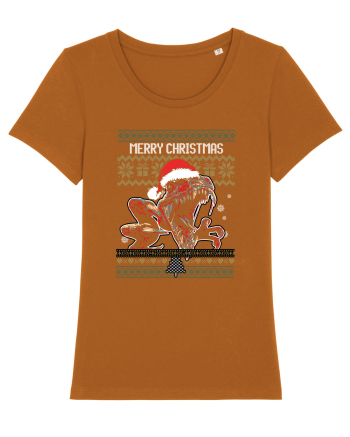 Merry Roar Christmas Angry Dinosaur Roasted Orange